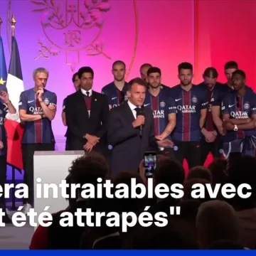 Les joueurs du PSG reçus par Emmanuel Macron après leur victoire en Ligue des Champions