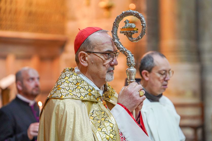 ISRAEL-PALESTINIAN-RELIGION-CHRISTIANITY-CATHOLIC-EASTER Distinction du Patriarche Pierbattista Pizzaballa à l’Élysée