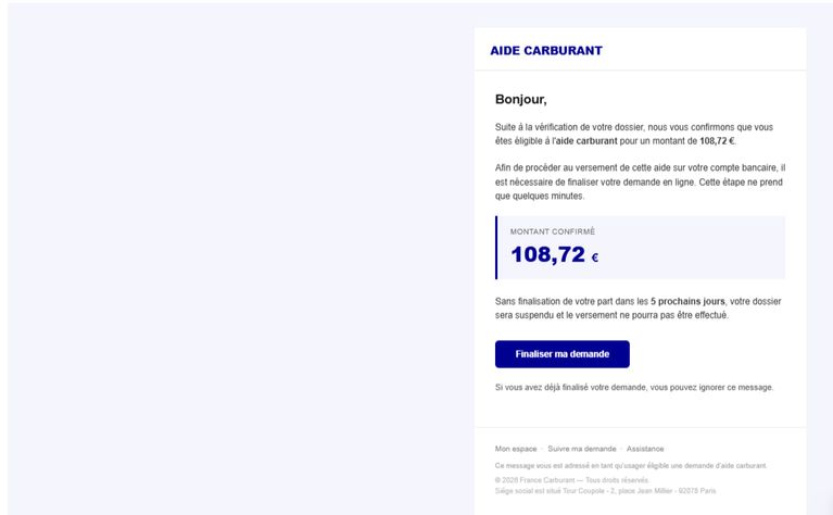 45cf8a72-4f34-4604-a2da-593d3e65ecbd Fraude par Email sur l’Aide au Carburant : Avertissement