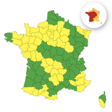 c468cd1b-7936-4c42-8546-5d88db8608c6 Vigilance Jaune et Rouge : Orages et Canicule en France