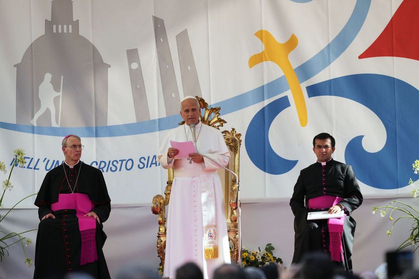 Italy Pope Le Discours du Pape Léon XIV à Pavie