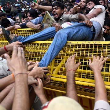 Manifestation du Parti du peuple des cafards à New Delhi