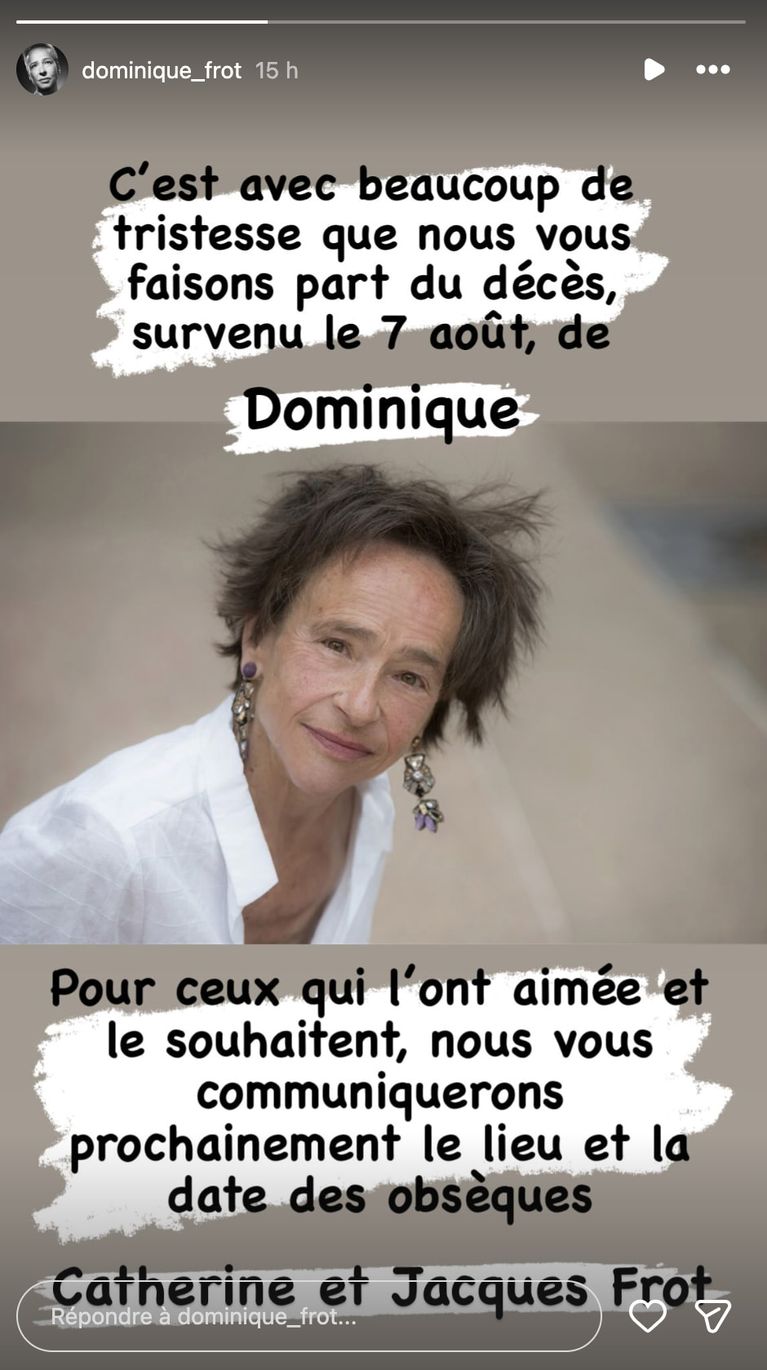 281f7418-60c7-44ab-9448-4c55955b2492 Dominique Frot, une actrice aux multiples talents, nous a quittés