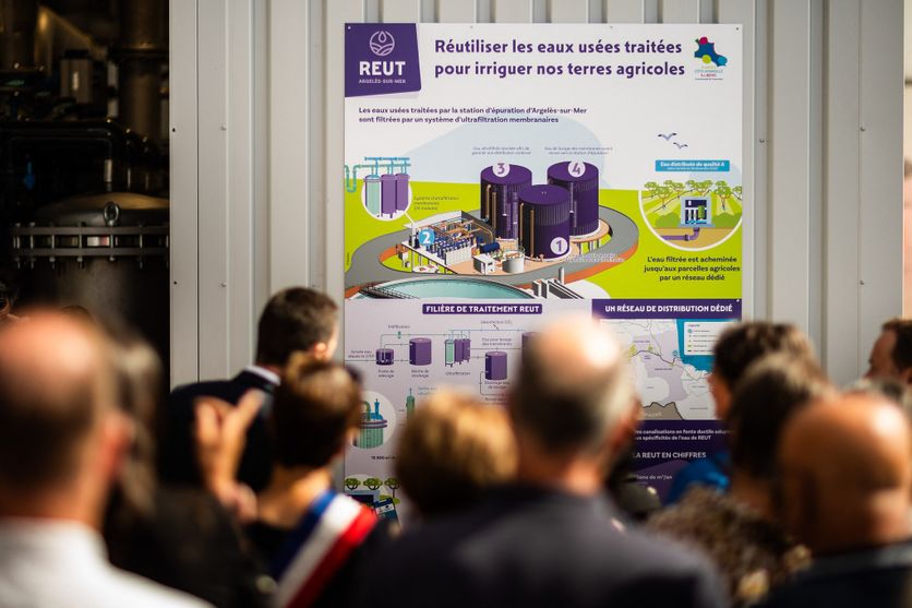 FRANCE-MINISTERIAL-INAUGURATION-ENVIRONMENT-MONIQUE-BARBUT-REUT-WATER-PLANT-ARGELES L’expérimentation du recyclage des eaux usées pour l’agriculture dans le Sud-Ouest