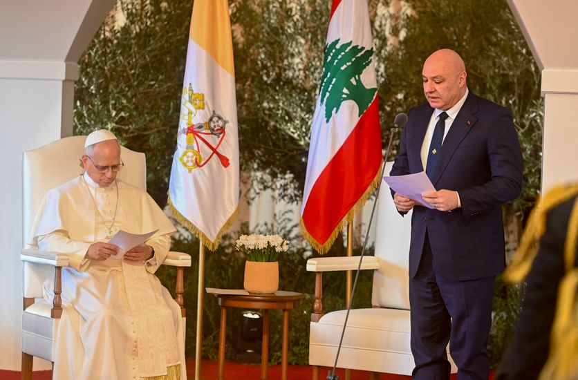 Lebanon Bid Farewell To Visiting Pope Rencontre entre le pape Léon XIV et le président libanais Joseph Aoun