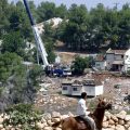 Installation de familles israéliennes dans la colonie de Kadim en Cisjordanie