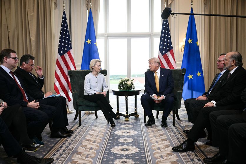 BRITAIN-SCOTLAND-US-EU-TRUMP Ursula von der Leyen : une dirigeante face à Donald Trump