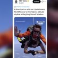 Un Américain se tatoue en chute libre et bat un record