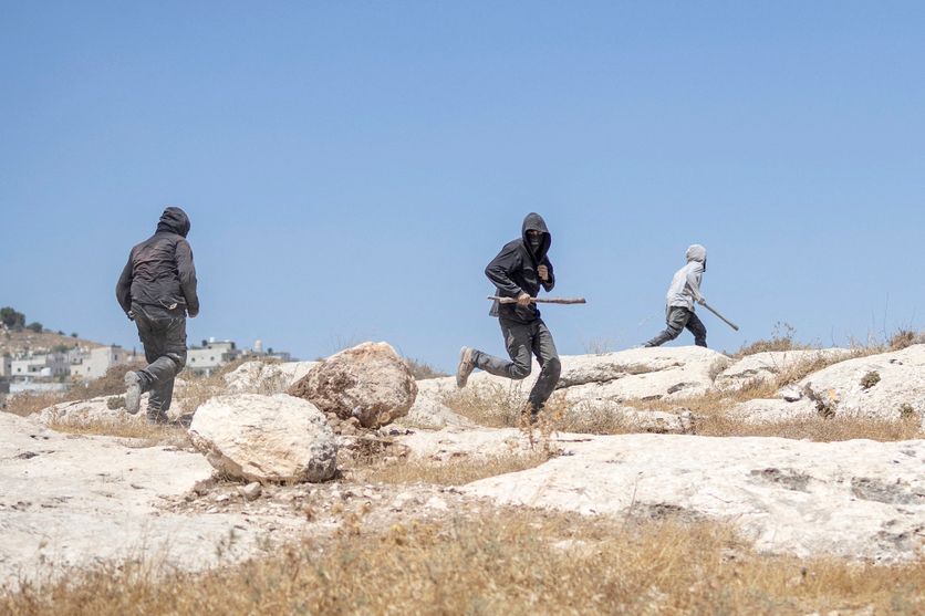 PALESTINIAN-ISRAEL-CONFLICT-WEST BANK-SETTLERS Affrontements en Cisjordanie entre colons israéliens et militants
