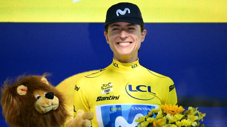 e95c7521-76ae-47de-8924-982d9a6eec76 Marlen Reusser en Maillot Jaune après la 4e Étape du Tour de France Femmes 2026