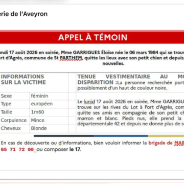 fc6b0348-6c1d-4182-9a3e-ddf182538457 Appel à témoins pour la disparition d’une femme dans l’Aveyron