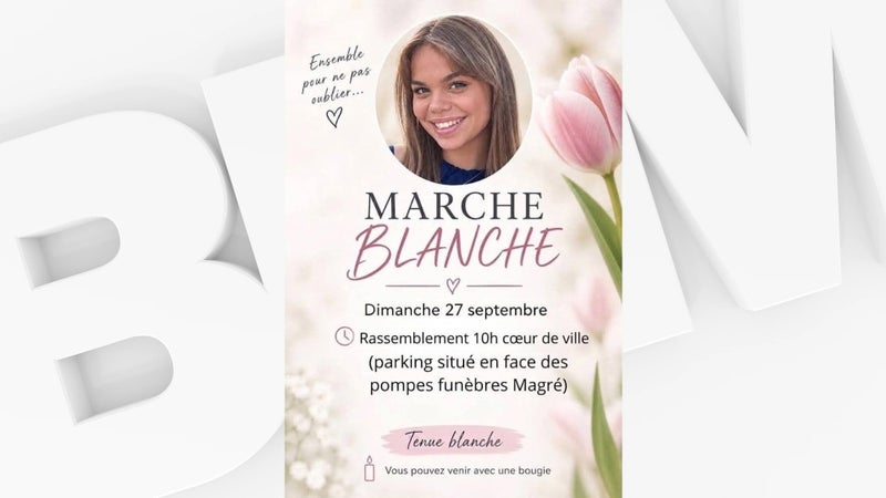 9a4b566c-e2b7-4373-9c42-b8c667c91288 Marche blanche en hommage à Romane décédée dans un accident de la route à Leers