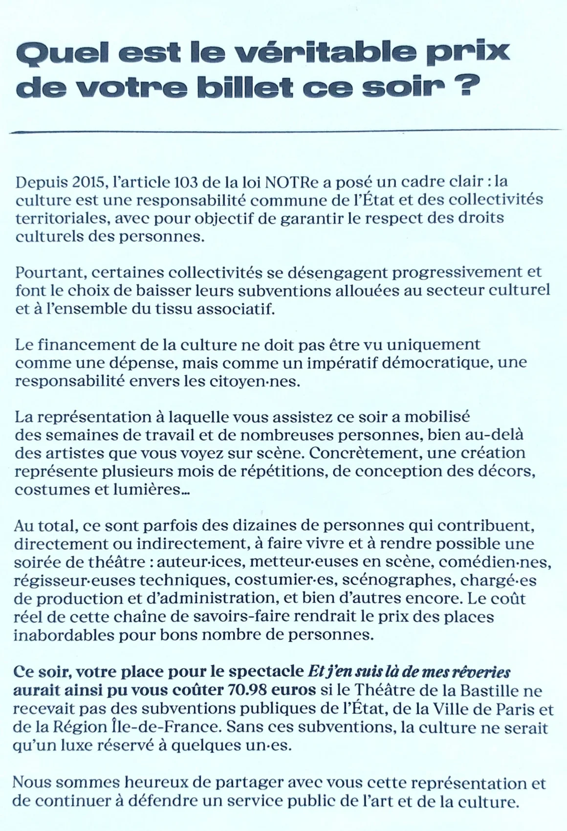 c10a054f-0e49-42eb-825c-6e1b59b4d857 Les défis des subventions publiques dans le spectacle vivant