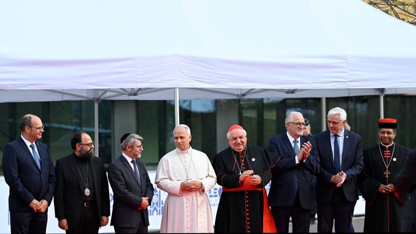 FRANCE-VATICAN-RELIGION-POPE Rencontre interreligieuse à Metz lors de la visite du pape Léon XIV