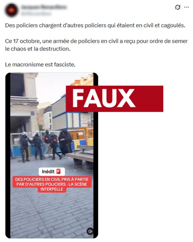 d6afe1e2-8747-4790-8822-cb10e6669b24 Vérification d’une fausse vidéo sur des policiers dans une manifestation